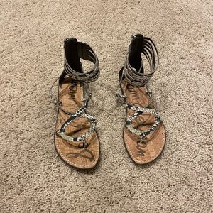 Sam Edelman Black and Gray Strappy Sandals